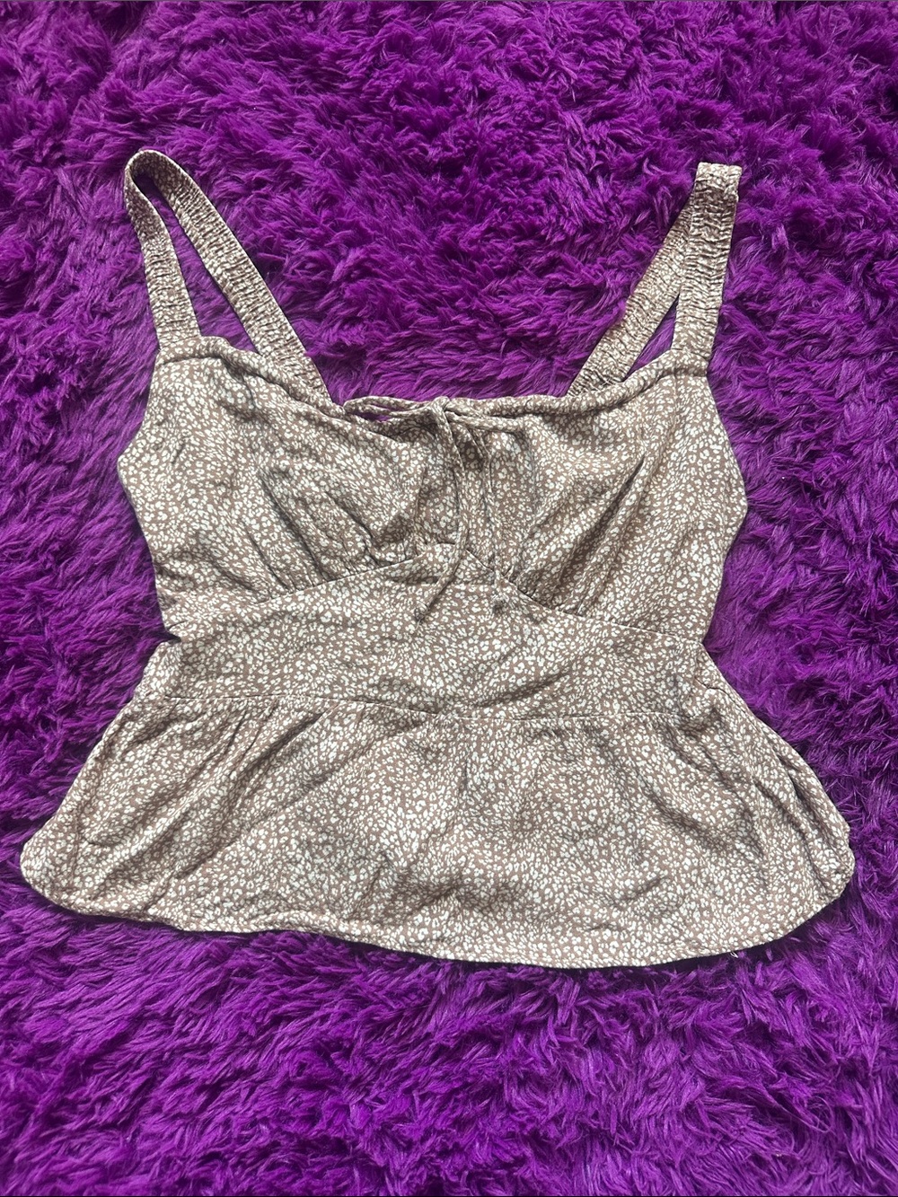 URBAN Romantics Brown Cream Floral Peplum Cami